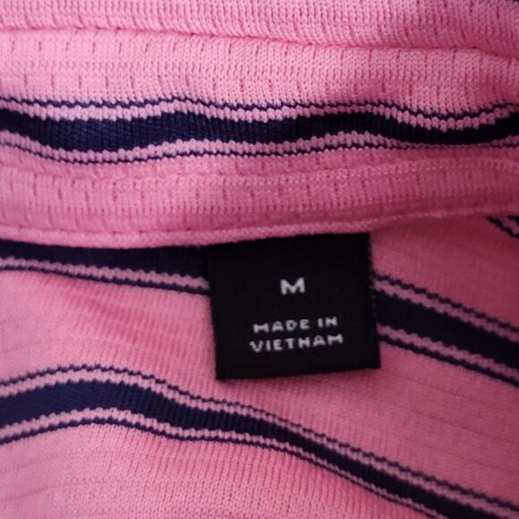 Dunning Golf Polo Shirt Mens Size M Pink Stripped Short Sleeve Performance - Picture 12 of 15